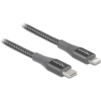 Afbeelding van DeLOCK Data and charging cable USB Type C™ to Lightning™ for iPhone™, iPad™ iPod™ grey 0.5 m MFi