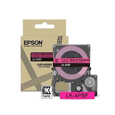 Afbeelding van Epson LabelWorks LK 4PBF Labelbandcassette, compatibel met LW C610 en C410 neonroze/zwart, 12 mm