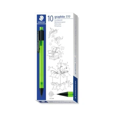 Afbeelding van STAEDTLER 777 05 5 vulpotlood grafiet gevuld met B stiften, stiftdiameter 0,5 mm, schachtkleur: groen, 10 stuks in kartonnen etui