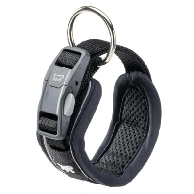 Afbeelding van Ferplast Hondenhalsband GENIUS C15/35, reflecterend, ademend, verstelbaar, snelsluiting, magnetische sluiting, halsband voor kleine honden, zachte voering, zwart
