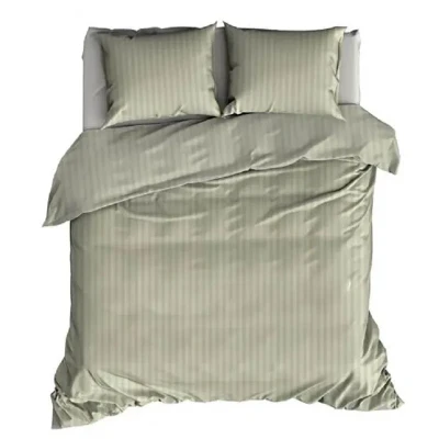 Afbeelding van Dekbedovertrek Satin D&#039;or Satijn Streep Khaki 240 x 200 / 220 cm Lits Jumeaux