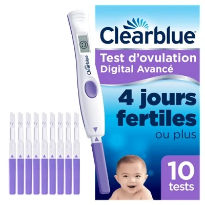 Afbeelding van Clearblue Geavanceerde digitale ovulatietest, 1 digitaal apparaat en 10 tests, detecteert extra dagen met hoge vruchtbaarheid om je meer kans te geven zwanger worden