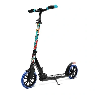 Afbeelding van SereneLife Opvouwbare kickscooter standaard voor tieners en volwassenen met rubberen grip aan de punt, lichtmetalen dek, verstelbare T bar stuurhoogte, soepel glijdende wielen, eenvoudig manoeuvreren