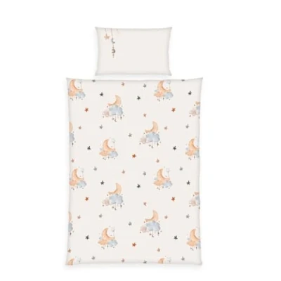 Afbeelding van Herding Babybest Moon and Stars Beddengoedset, kussensloop 40 x 60 cm met hotelplooi, dekbedovertrek 100 135 knoopsluiting, katoen, flanel