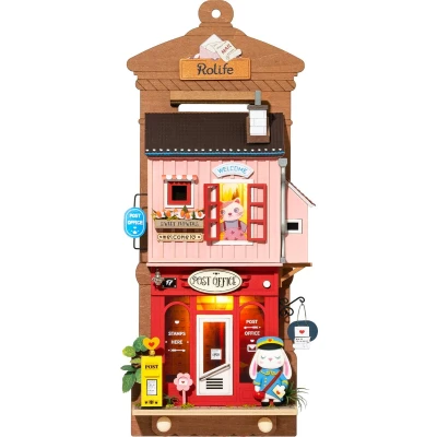 Afbeelding van Robotime Love Post Office DS021 DIY miniatuurhuisje postkantoor Miniatuur Poppenhuis Bouwpakket hout