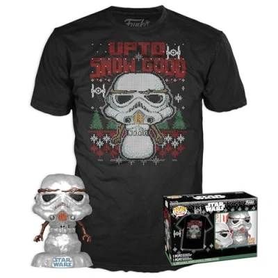 Afbeelding van Funko Pop! Star Wars Holliday Tee Box Storm Trooper Snowman Metallic Maat L