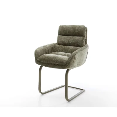 Afbeelding van DELIFE sledemodel Abelia Flex met armleuning chenille olijfgroen vlak afwerking titanium