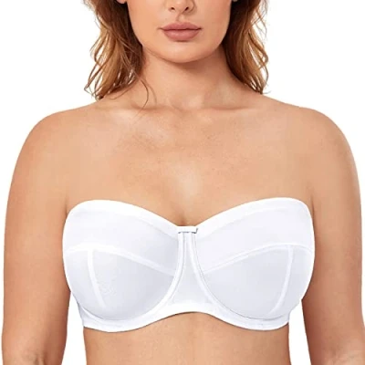 Afbeelding van DELIMIRA Strapless bh Voor Dames Grote Maat Converteerbaar Met Beugel Niet Gewatteerd wit 85D