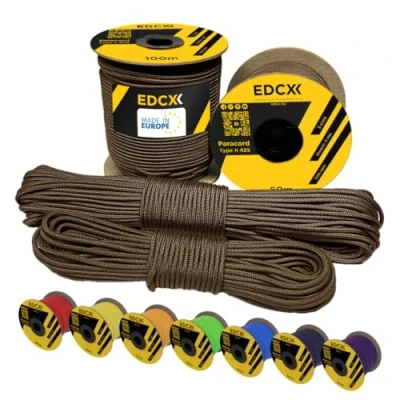 Afbeelding van EdcX 3 mm nylon paracord 425 (15, 30, 50 en 100 m) type II, 100% touw, strengen touw in vele kleuren (chocolade, 30