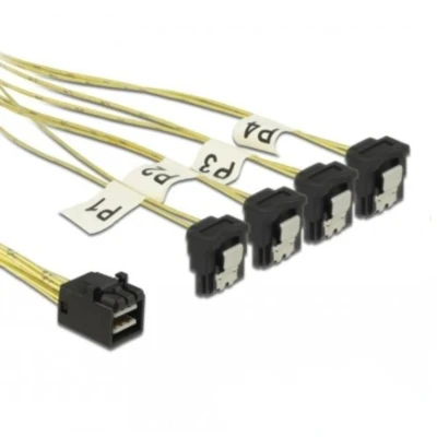 Afbeelding van Delock Kabel Mini SAS SFF 8087 &gt; 4 x SATA 7 Pin gewinkelt 0,5 m Delo