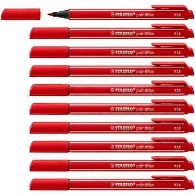 Afbeelding van 10x Viltstift STABILO pointmax 488/48 karmijn rood