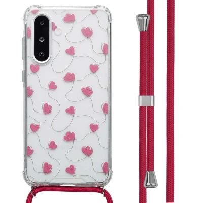 Afbeelding van imoshion Hoesje Geschikt voor Samsung Galaxy A26 Design met Koord Dusty Rose Connected Hearts