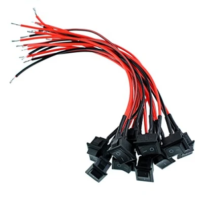 Afbeelding van Oiyagai 10 stks AC 6A/250 V 10A/125 2 Soldeer SPST On/Off Mini Boot Wired Tuimelschakelaar 2Pin Toggle Schakelaar Snap Met lijnen