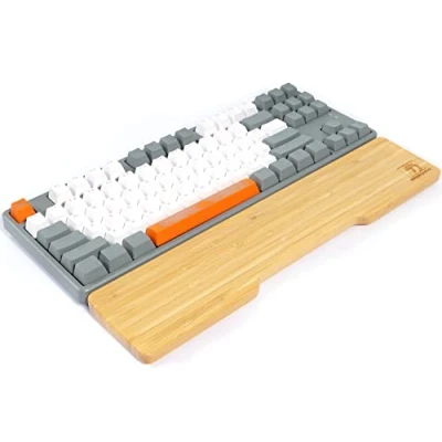Afbeelding van MAMBASNAKE Bamboe Polssteun voor 87 Toetsen TKL Toetsenbord,A Klasse Bamboe,Ergonomisch pad,Massief Houten Gevoel,Antislip Rubberen Voetjes,Pijnverlichting,Eenvoudig Typen/Gamen