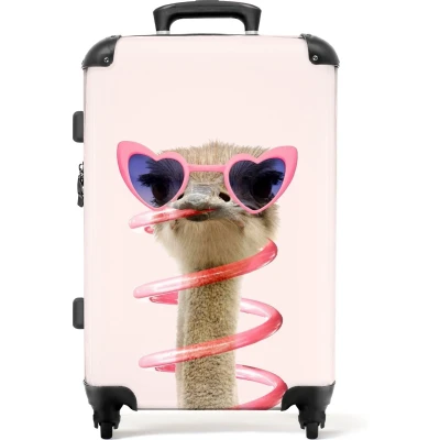 Afbeelding van NoBoringSuitcases.com® Kindertrolley meisjes struisvogel Koffer kinderen 20 kg bagage