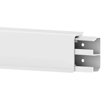 Afbeelding van Habengut 3 m plint van PVC, met geïntegreerde kabelgoot, kleur: wit, hoogte 50 mm (2 stuks lengte 1,5 m)
