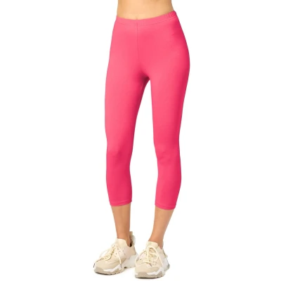 Afbeelding van Merry Style MS MS10 199 LE Dames Capri Leggings Sport Vrijetijdsbroek 3/4 Lengte Katoen Sporbroek Yogabroek Amarant XL