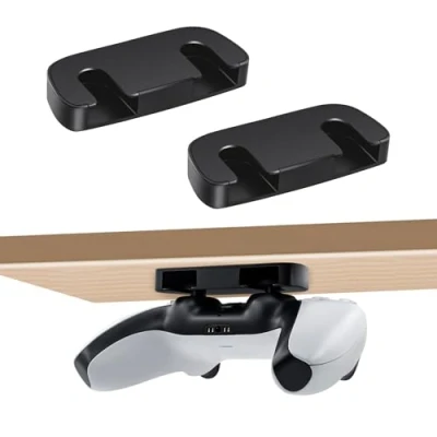 Afbeelding van 2 x PS5 controller houder, standaard onder het bureau voor PS4 controller, tafelhouder gamecontroller met sterk plakband PS4/PS5 accessoires