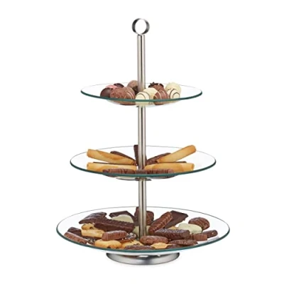 Afbeelding van Relaxdays etagere 3 laags etagère presenteerschaal bruiloft cupcakes, fruit, gebak