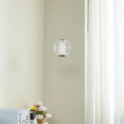 Afbeelding van Lucande Hanglampen 1licht Acryl, metaal antiek messing, transparant Inclusief lichtbron