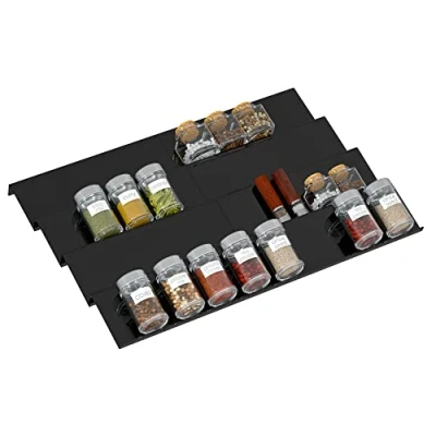 Afbeelding van Sezanrpt Acryl kruidenlade organizer, rek, instelbaar van 30 cm tot 60 breed, 4 laagse kruidenorganizer, rek voor keuken, lade, display, kruidenrek, lade