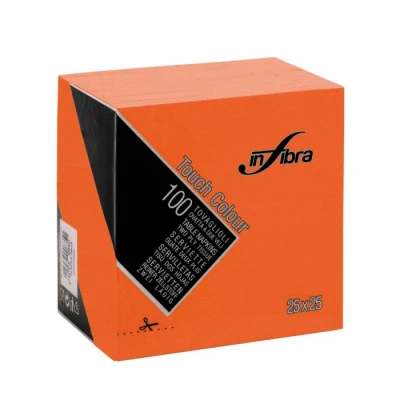 Afbeelding van Infibra Servetten Oranje 2 Laags 25x25cm 1/4 vouw 3000 Stuks