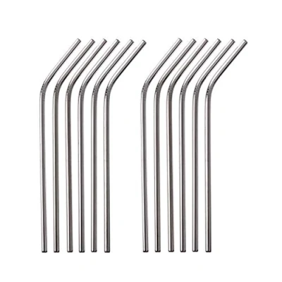 Afbeelding van GRÄWE Rietjes, gebogen, set van 12, zilveren rietjes roestvrij staal, vaatwasmachinebestendig, herbruikbaar metalen rietje