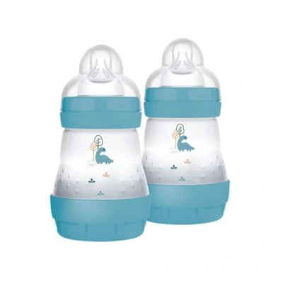 Afbeelding van MAM Easy Start Anti koliek flesjes, set van 2, voor baby&#039;s 0 2 maanden, 160 ml, zuigkracht 1 0+ SkinSoft siliconen, bio rond, groen
