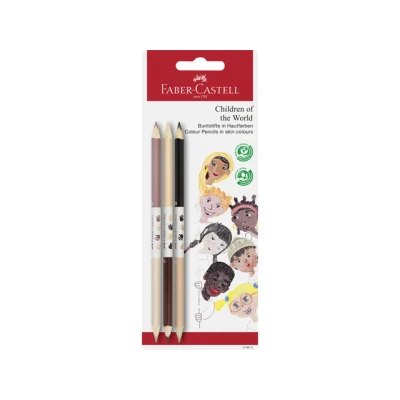 Afbeelding van 5x Kleurpotlood Faber Castell Children of the World 3 Bicolor huidskle