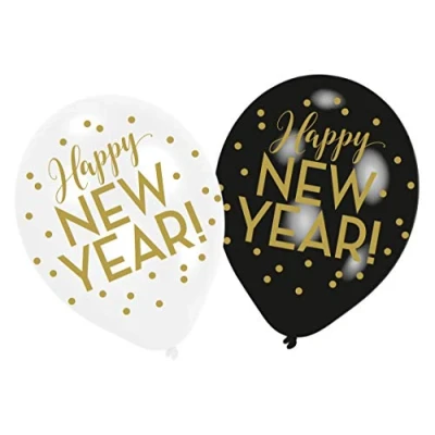 Afbeelding van AMSCAN 6 goudkleurige Happy New Year ballonnen