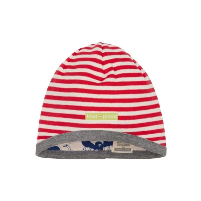 Afbeelding van loud + proud Uniseks omkeerbare kindermuts, GOTS gecertificeerde beanie muts, tomaat, 45 48