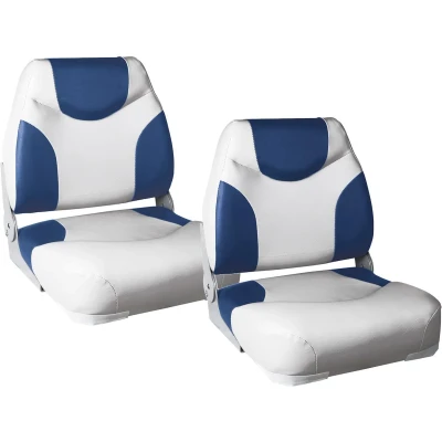 Afbeelding van Bootstoel Imitatieleer 2 stuks set Wit en blauw