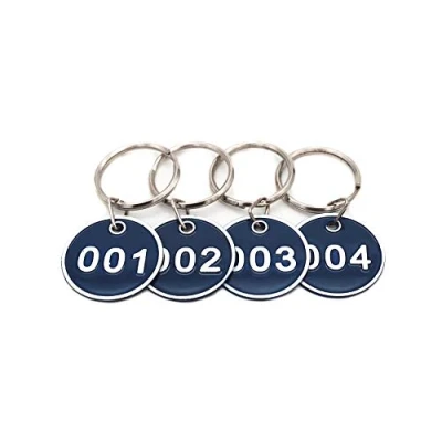 Afbeelding van Aluminum Alloy Metal Key Tag Set, Number ID Tags Chain, Numbered Rings, 50 pieces Blue 101 to150