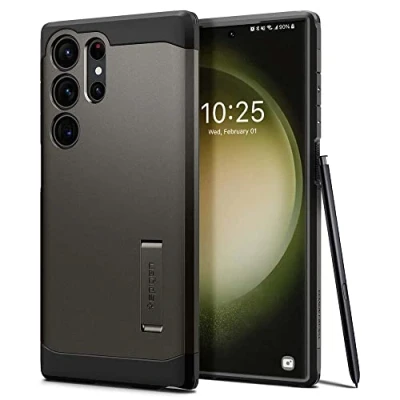 Afbeelding van Samsung Galaxy S23 Ultra Hoesje Kunststof Spigen Hardcase/Backcover Grijs Telefoonhoesje Shockproof/Valbescherming