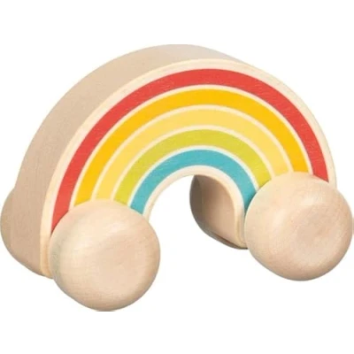 Afbeelding van goki 55845 grijpauto regenboogrit van hout voor kinderen Made in Germany, speelgoed ter bevordering de sensorische ontwikkeling en fijne motoriek, kleurrijke kleuren, vanaf 1 jaar