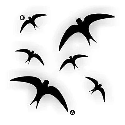 Afbeelding van Zwaluw raamstickers set 6 vogels kleur zwart