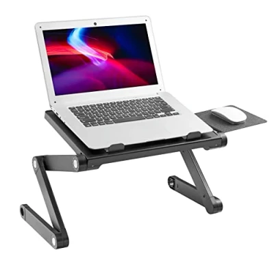 Afbeelding van ProperAV Ergonomische Verstelbare Laptop Stand Lap Bureau voor Bed Bank Sofa Met Muismat Draagbare Hoogte Aanpassen Tilt Riser Zwart