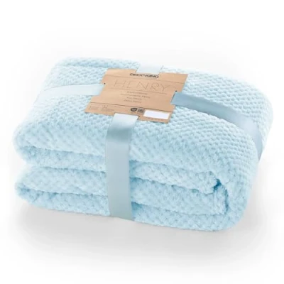 Afbeelding van DecoKing Henry knuffeldeken van 220 x 240 cm, lichtblauw, deken, microvezel, woondeken, sprei, fleece, zacht, behaaglijk, Scandinavische stijl, lichtblauw
