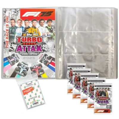 Afbeelding van Bundel met Topps Turbo Attax Formule 1 2025 Trading Cards + Exclusieve Collect it hoezen (1 lege verzamelmap 5 boosters)