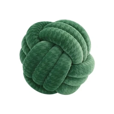 Afbeelding van Knoopkussen, knoop hoofdkussen, rond kussen, decoratief sierkussen, knopen voor bank, bed, woonkamer, pied de poule donkergroen, 20 cm