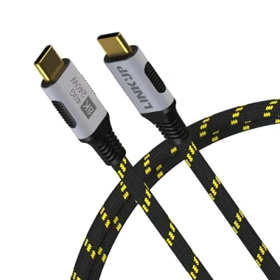 Afbeelding van LINKUP USB 4.0 240W 40Gbps Type C Thunderbolt 4 Kabel [1,5m] 8K@60hz Video Supersnel opladen van gegevens Duurzame mouwen Compatibel met iPhone 15/16 Pro/Max MacBook Pro/Air iPad Pro Galaxy S23