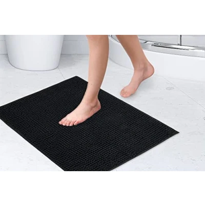 Afbeelding van Emma Barclay Noodle Soft Touch Antislip Badkamertapijt in Zwart Douchemat 40x60cm