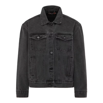 Afbeelding van myMo ROCKS Tussenjas black denim / wit