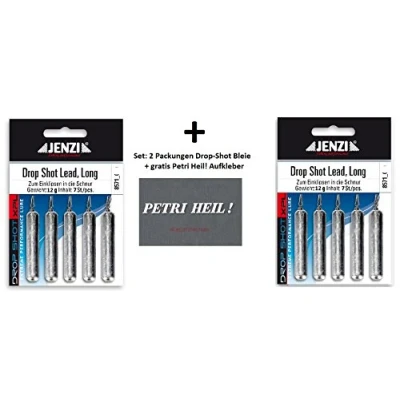 Afbeelding van Set: 2 verpakkingen Jenzi Drop Shot loodgewichten lang, 12 gram + gratis petri genezing! Stickers
