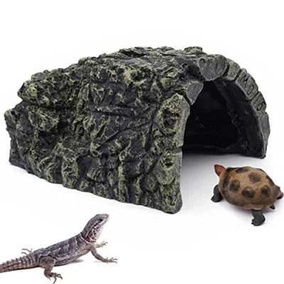 Afbeelding van BREUAILY Verstopplaats voor reptielen, visverstopplaats, aquarium, schildpad, zonverstopplaats, habitatdecoratie hagedissen, schildpadden (groot)