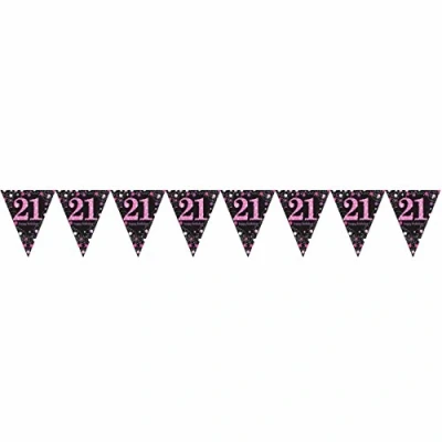 Afbeelding van Vlaggen Slinger 21 Sparkling Zwart Roze 4 mtr per stuk