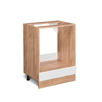 Afbeelding van Vicco Ovenombouwkast &quot;R Line&quot;, Wit Hoogglans/Krachtige eik goud, 60 cm zonder werkblad