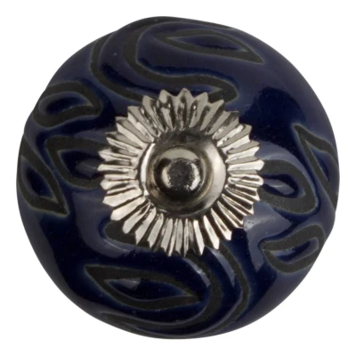 Afbeelding van Good in Style Meubelknop 40mm blauw/zwart reliëf