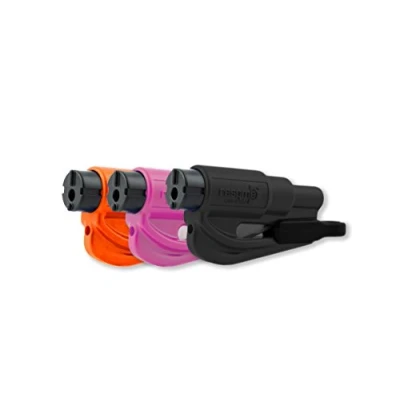 Afbeelding van Resqme Familiepakket van 3, de originele noodsleutelhanger auto ontsnappingsgereedschap, 2 in 1 veiligheidsgordel snijder en raam breker, Gemaakt VS, zwart, roze, oranje