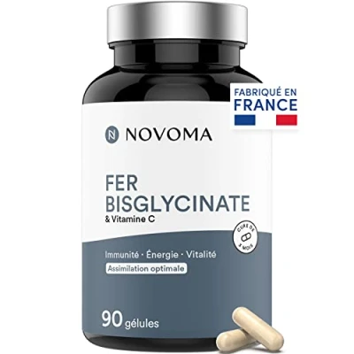Afbeelding van Ijzer Bisglycinaat 14 mg + vitamine C, hoog aandeel en assistentie, optimaal veganistisch getest, Ferrochel®, immmmenunit onvermoeibare middelen, 90 capsules, gemaakt in Frankrijk